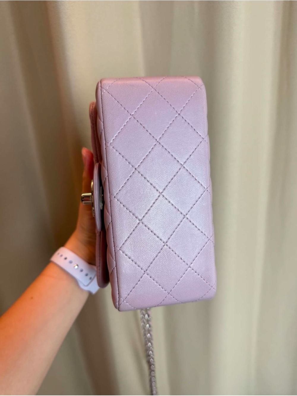 Chanel Dusty Mauve  Lambskin Mini Square Crossbody - Picture 4 of 9